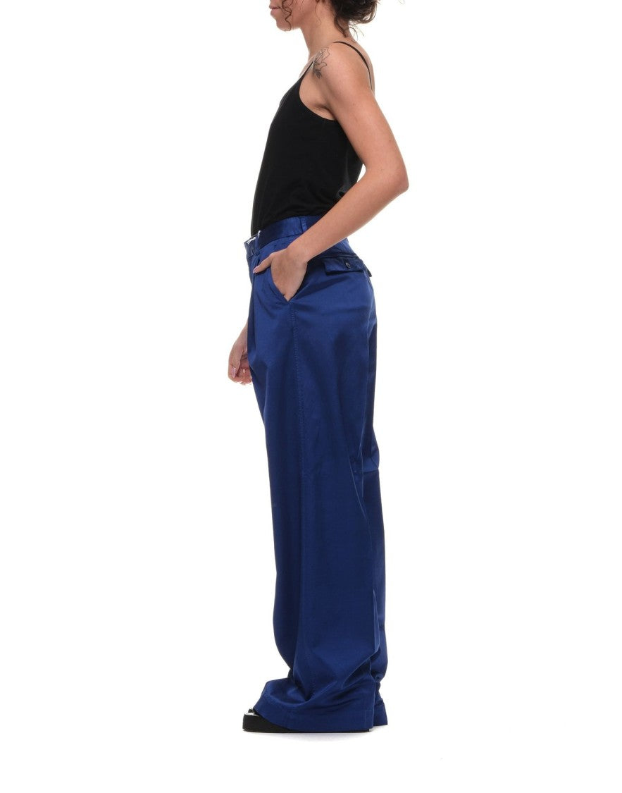 Cellar Door Electric Blue Jonap 67 Cotton-Blend Wide-Leg Pants