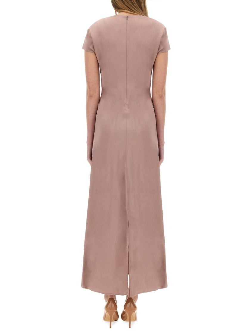 Alysi Deep V-Neck Satin Maxi Dress