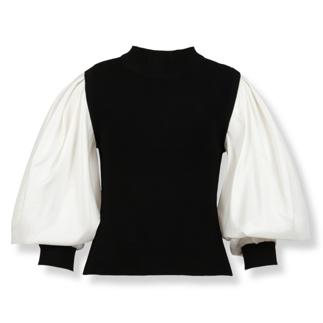 Simkhai Fitted Long-Sleeve Top With Modest Neckline And Smooth Texture
