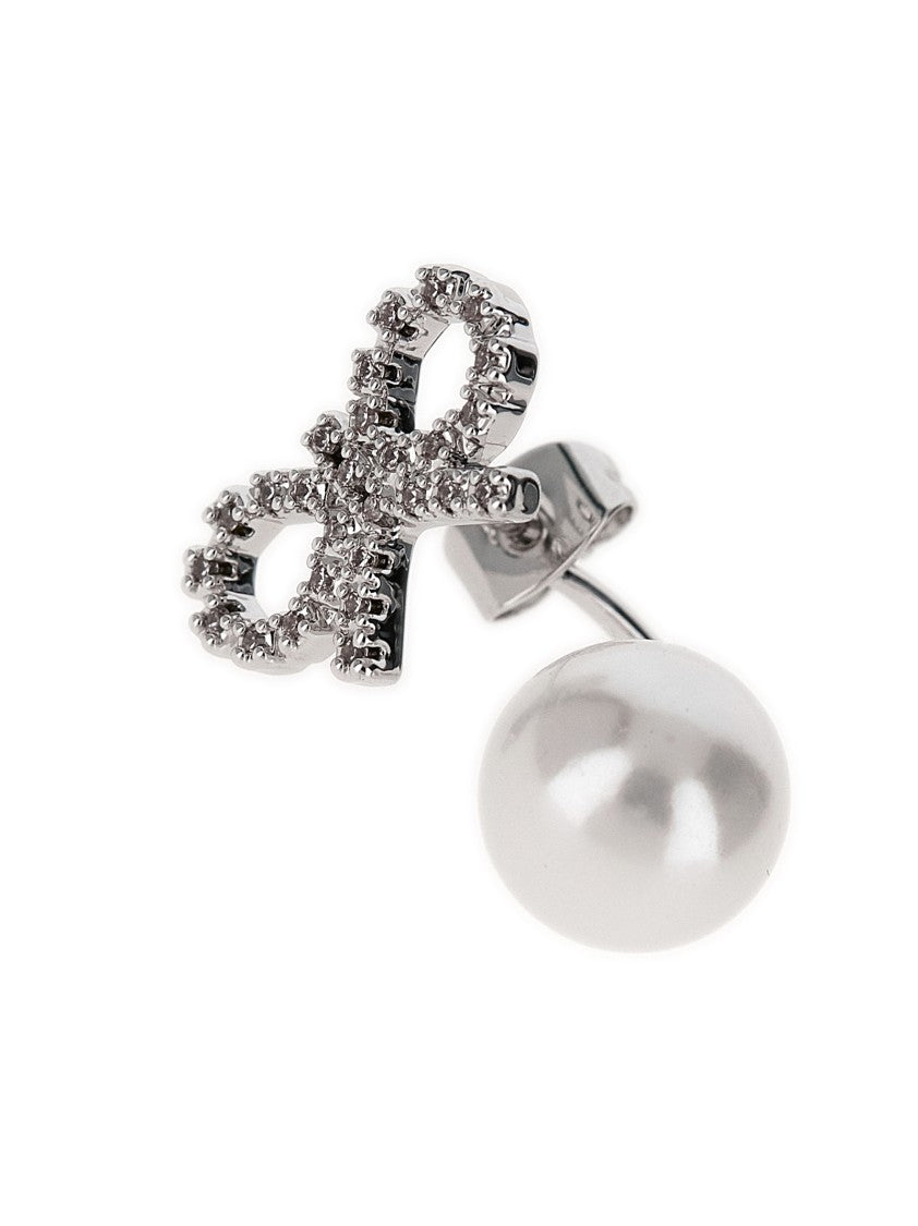 Self-Portrait 'Crystal Bow Pearl Jacket' Earrings