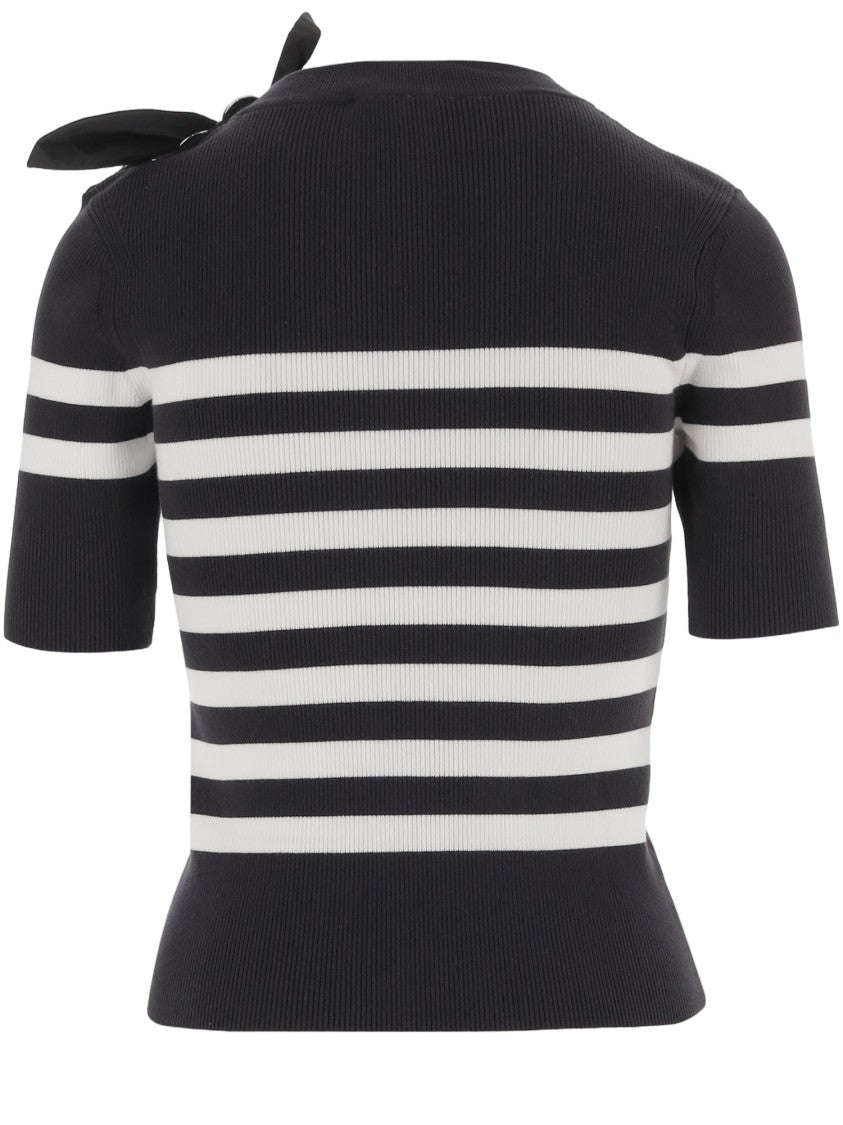 Patou Stretch Cotton Blend T-Shirt With Striped Pattern