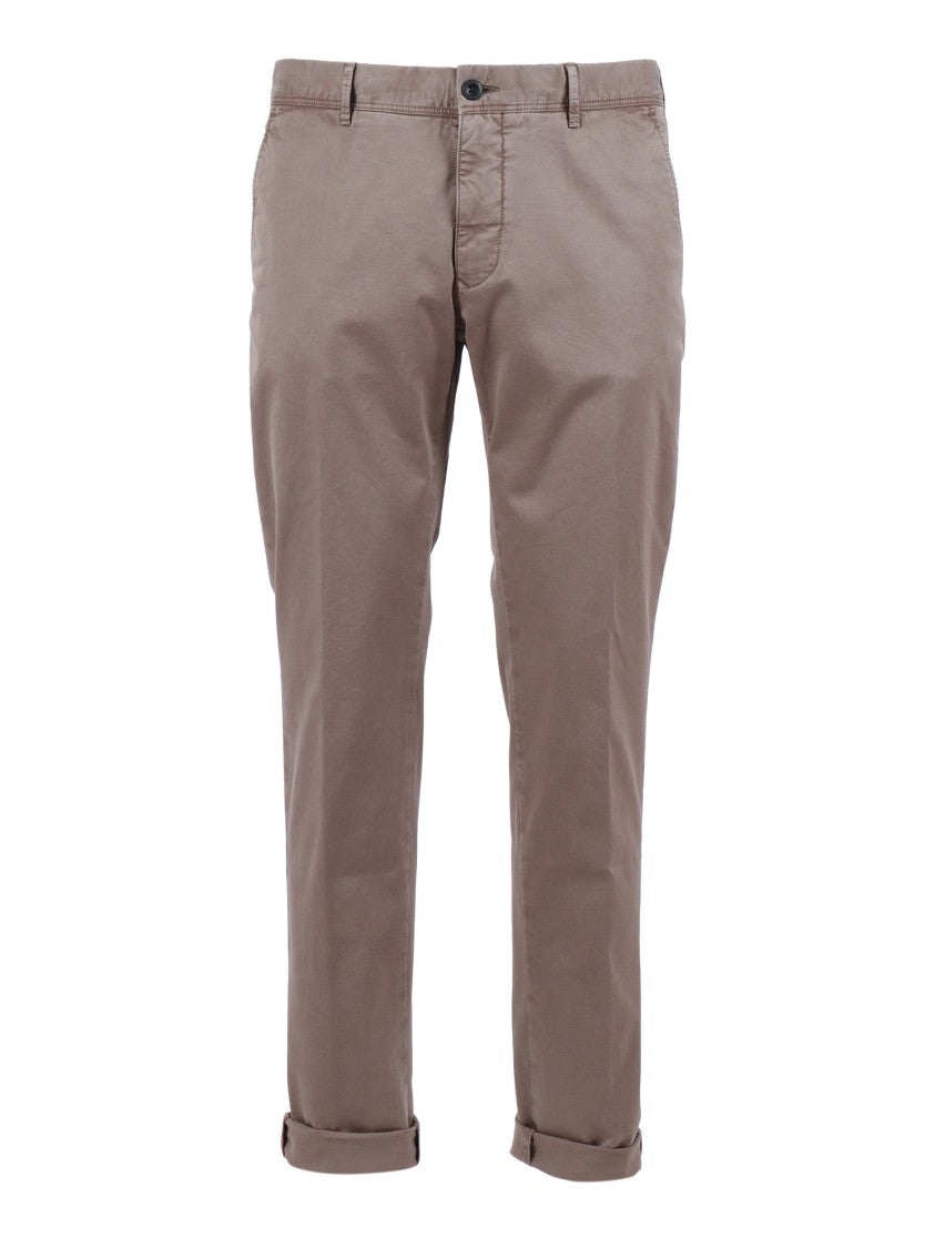 Incotex Slim Fit Brown Cuffed Straight-Leg Pants