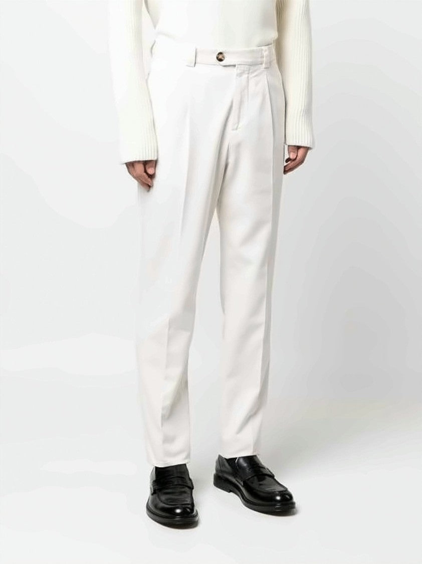 Brunello Cucinelli Tailored White Straight Pants