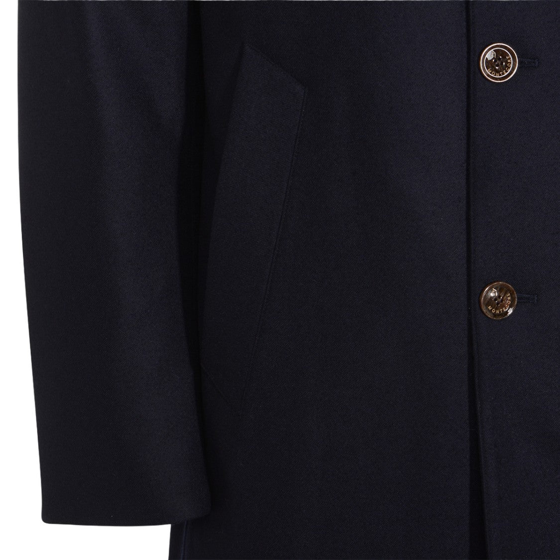 Montecore Deep Blue Hooded Coat With Button-Up Closure