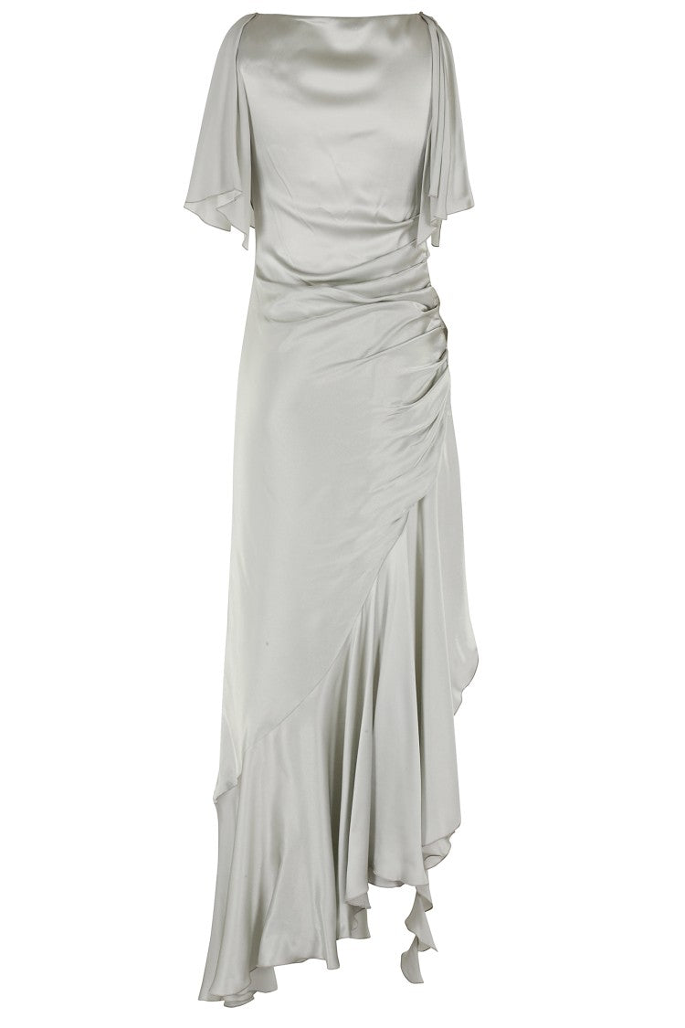 Amen Rhinestone-Trim Satin Dress