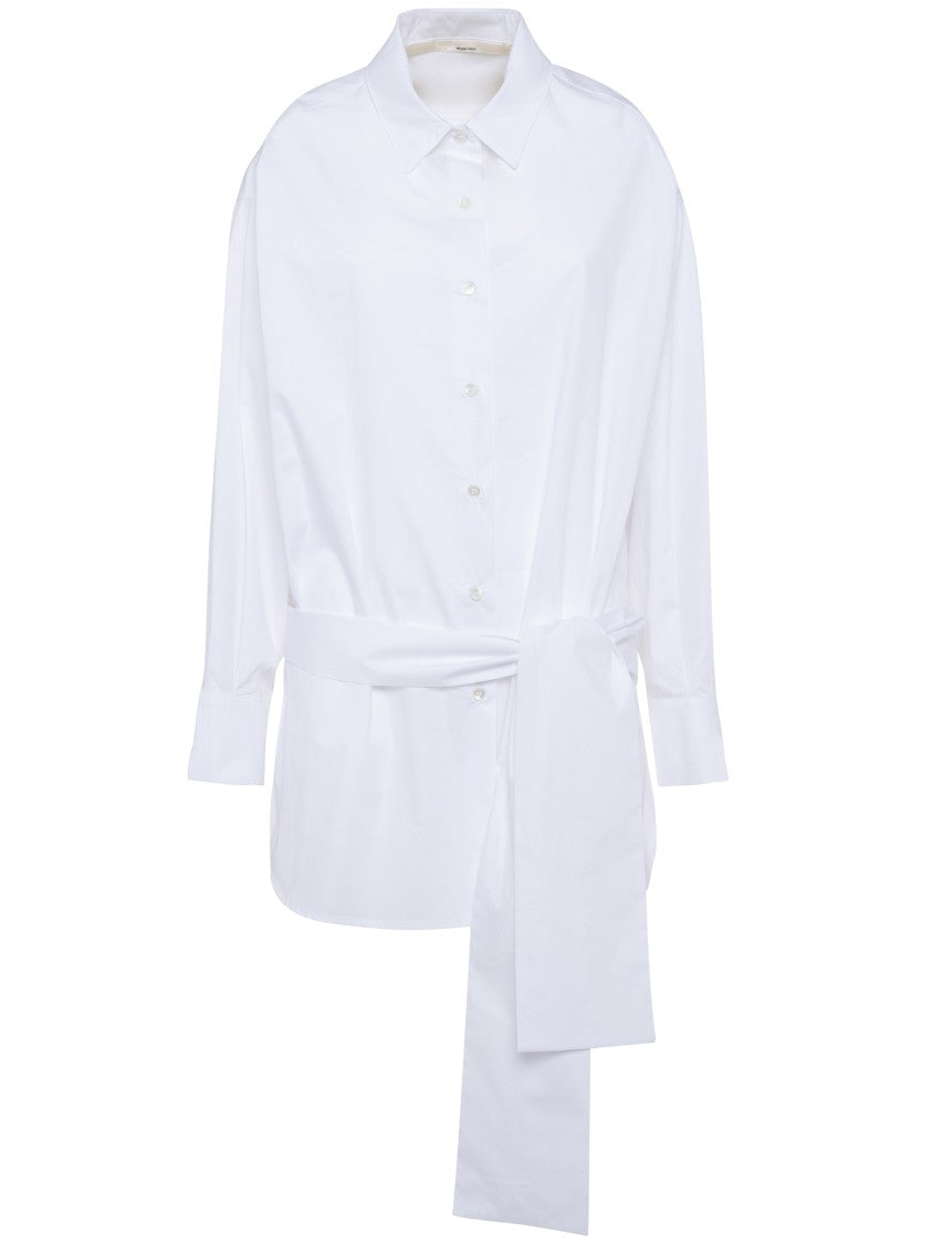 Tela White Gilda Waist Belt Fabric Shirt