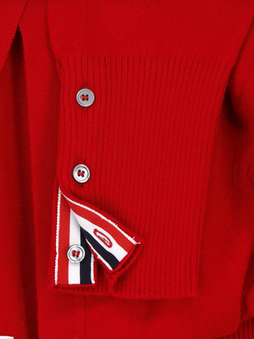 Thom Browne Red 4-Bar Cashmere Cardigan