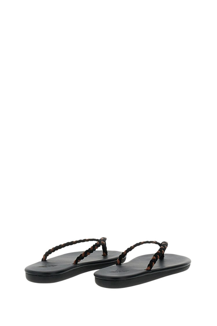 Ancient Greek Sandals Black Saionara Leather Thong Sandals