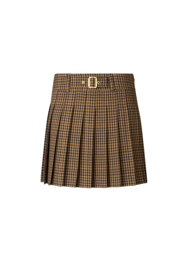 Liu Jo Checkered Beige Skirt With Pleated Design