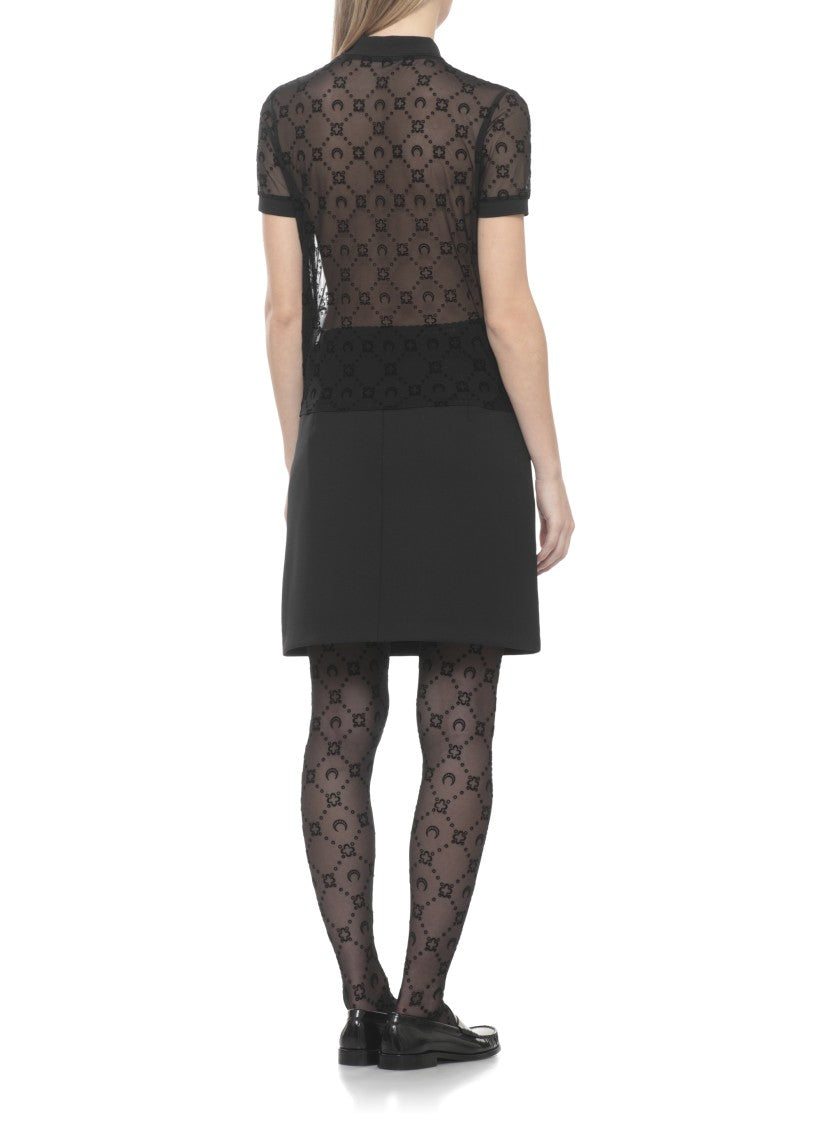 Marine Serre Black Moon Monogram Mesh Shirt