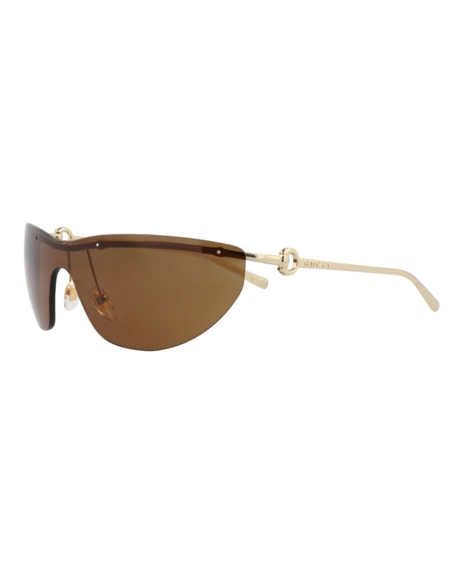 Gucci Shield-Frame Metal Sunglasses