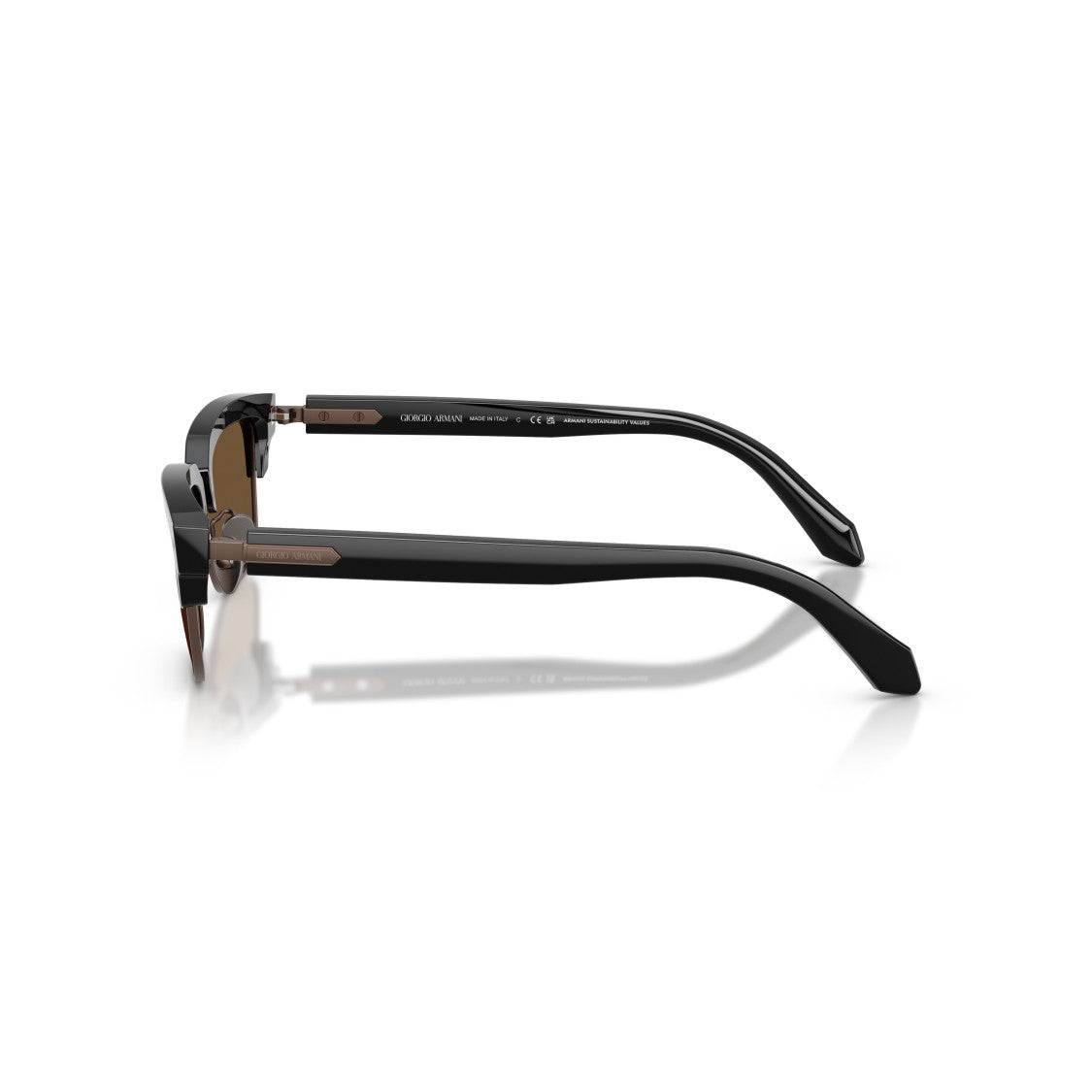 Giorgio Armani 0Ar8243 Rectangular Black Acetate Sunglasses With Brown Lenses