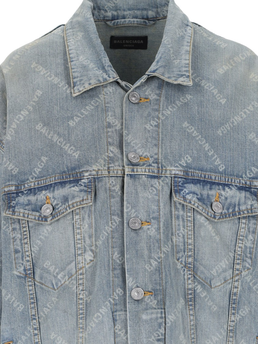 Balenciaga "Bal Diagonal" Denim Jacket – Light Blue