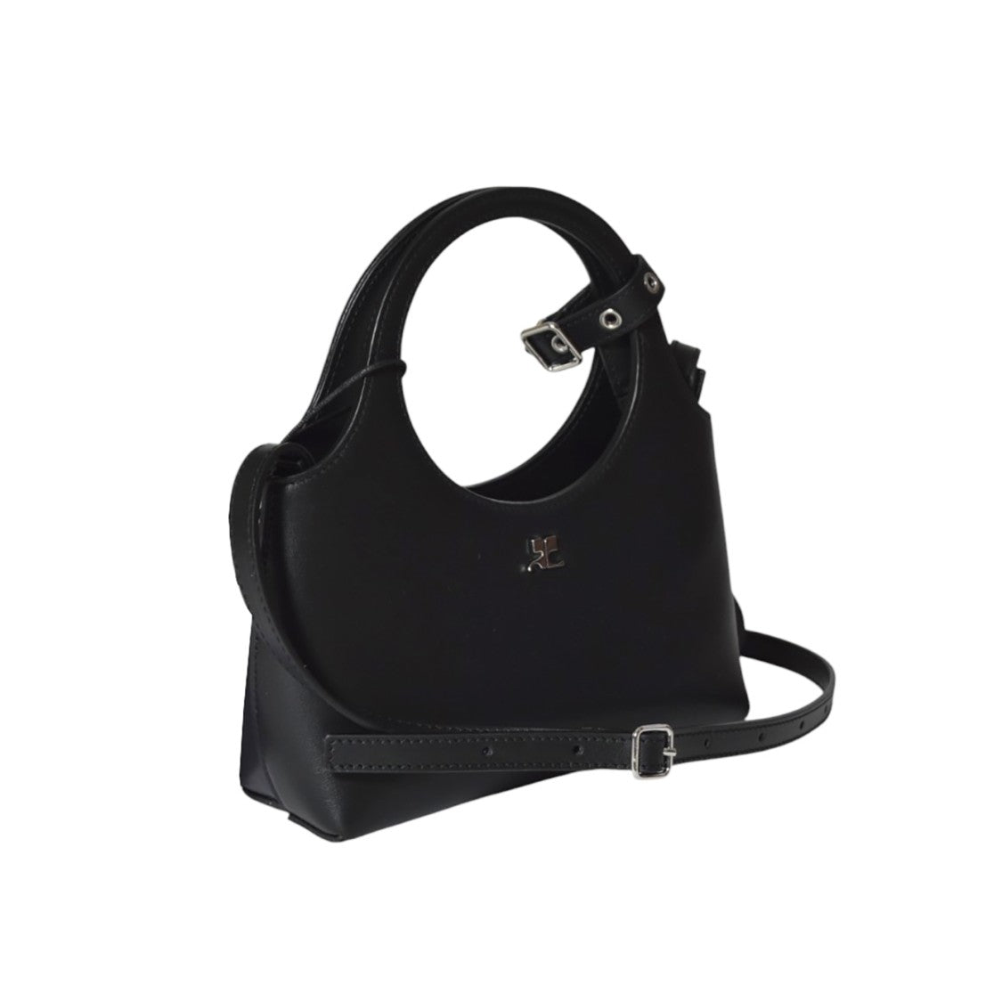 Courrèges Black Leather Mini Holy Day Bag