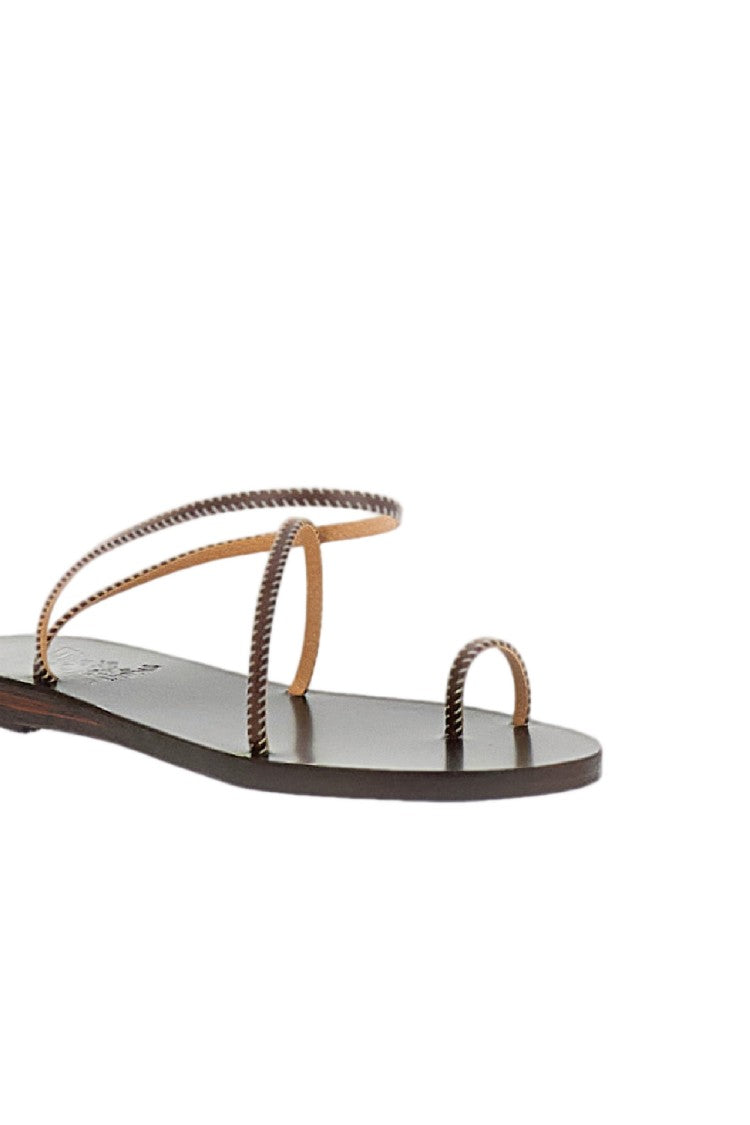 Ancient Greek Sandals Brown Eleftheria Stitch Leather Sandals