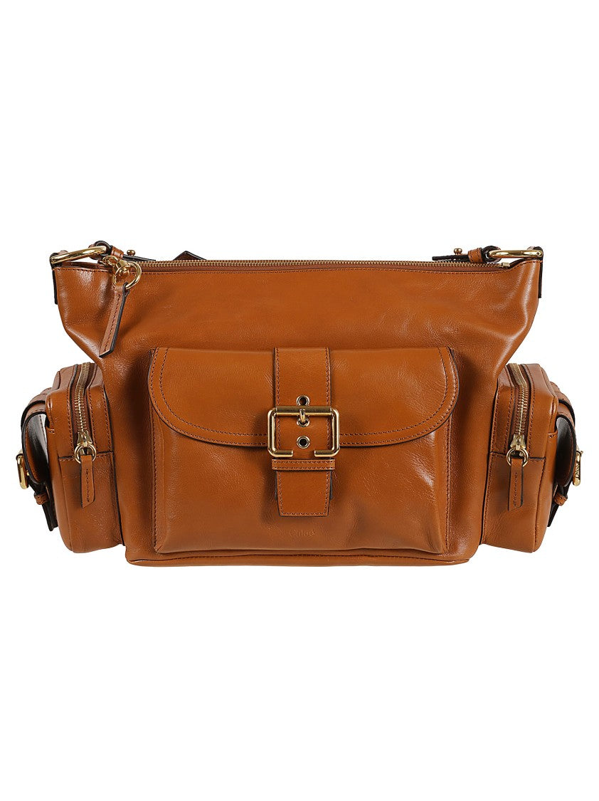 Chloé Structured Brown Leather Bag With Buckle Closure