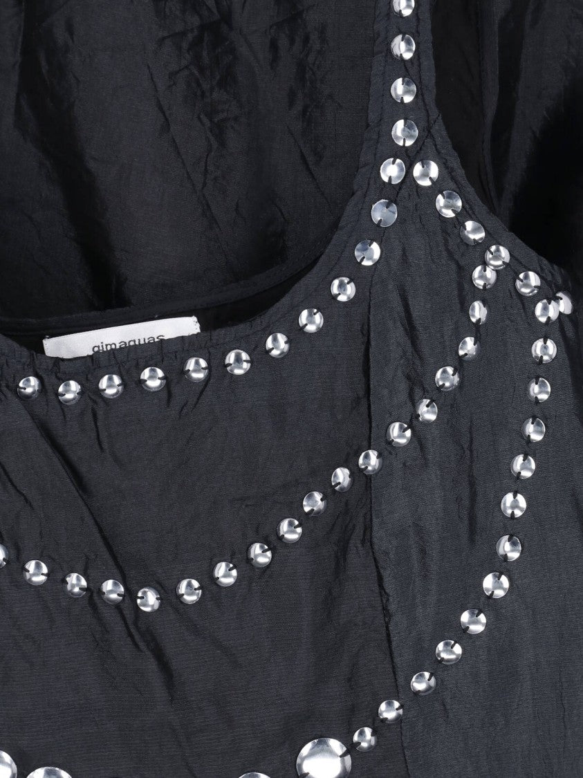 Gimaguas Black Claude Studded Silk Mini Dress