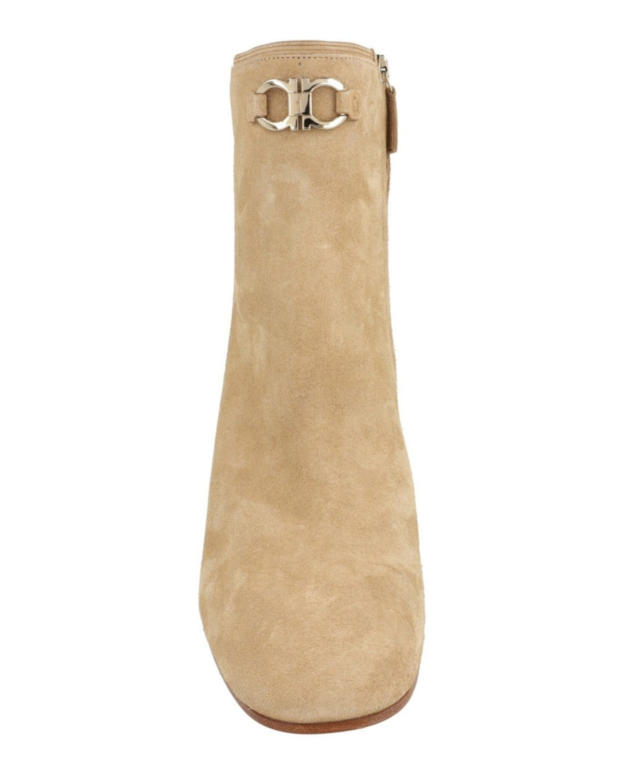 Ferragamo Catuja 70 Suede Ankle Booties With Wedge Heel