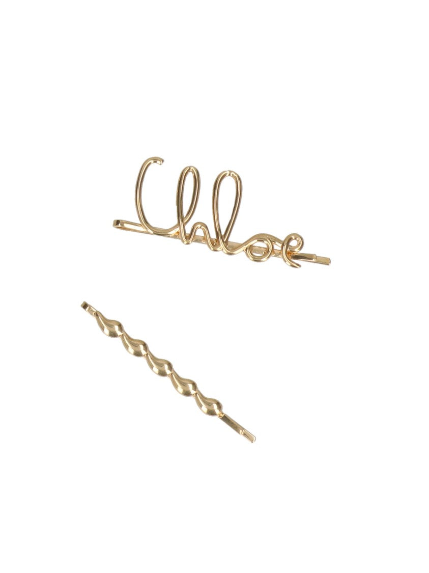 Chloé Set Of 2 "Iconic" Hair Clips Gold-Plated