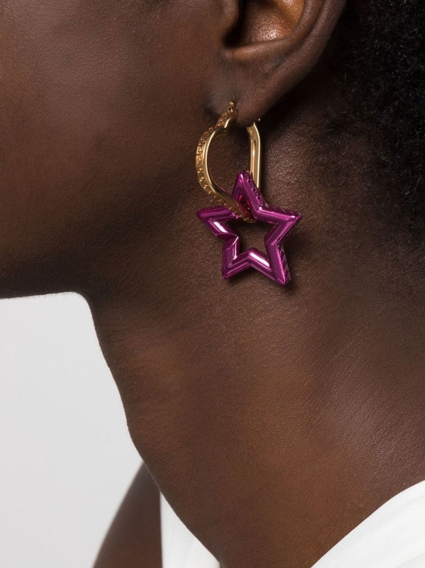 Versace Heart Star Drop-Hoop Earring