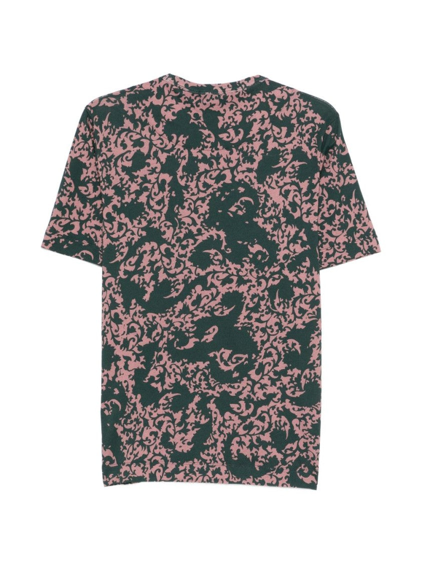 Dries Van Noten Green Pink All Over Print T-Shirt