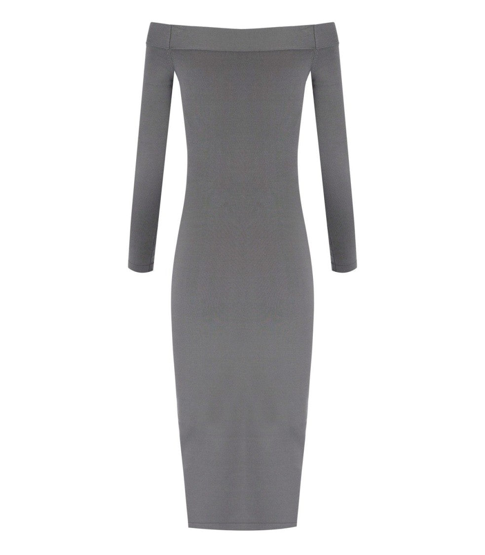 Elisabetta Franchi Steel Knitted Midi Dress