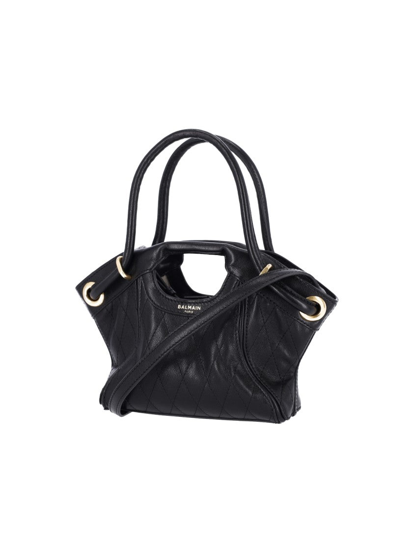 Balmain Black Lambskin Small Tote Bag