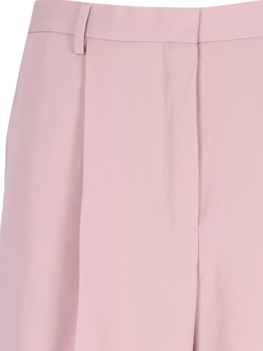 Dries Van Noten Wide-Leg Trousers In Pink Wool