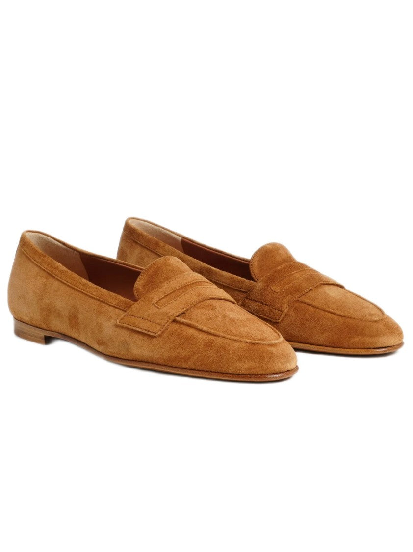 Roberto Festa Casual Suede Loafers With Rounded Toe And Penny Strap Detail