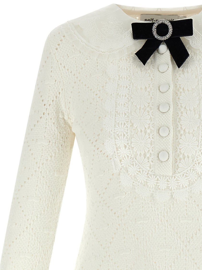 Self-Portrait Intricate Openwork Mini Dress With Embroidered Lace Collar