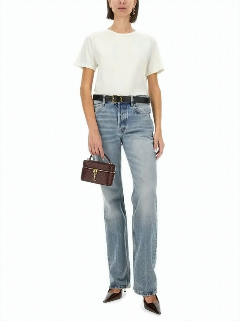 Saint Laurent Boxy Short-Sleeve T-Shirt With Classic Round Neckline