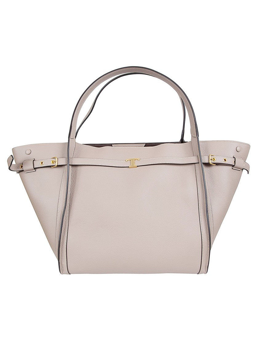 Tod's Structured Calfskin Shopping Bag With Iconic T Accessory