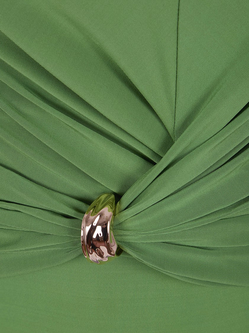 Elisabetta Franchi Sleeveless Viscose Top With Metallic Ring Detail