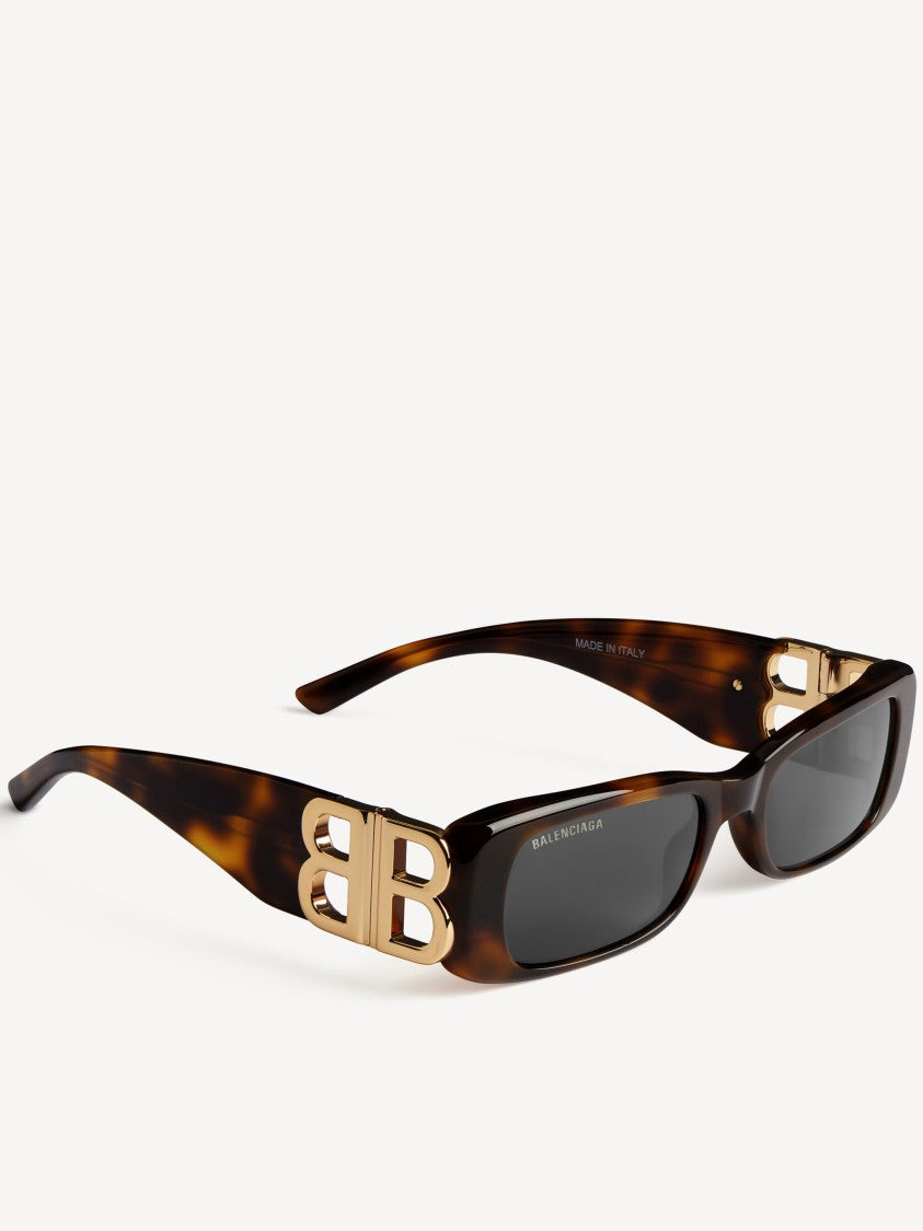 Balenciaga Tortoiseshell Dynasty Rectangle Logo Sunglasses