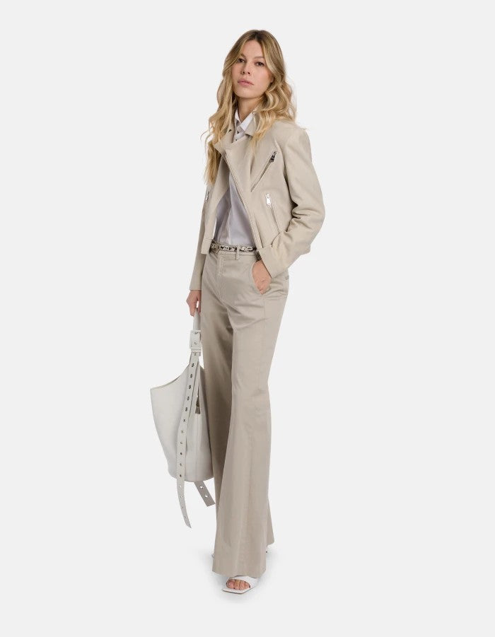 Dondup Cropped Jacket With Asymmetrical Zipper And Minimalist Design