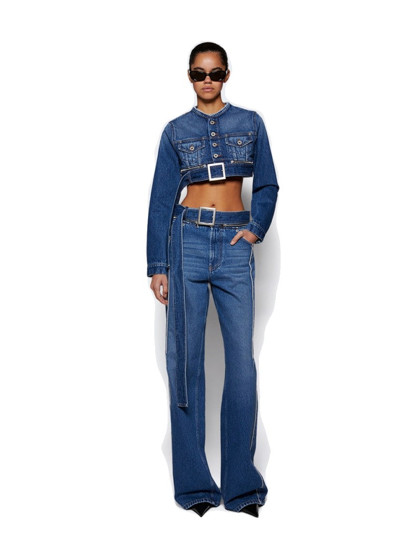 Jean Paul Gaultier Belted Denim Jeans Vintage Blue