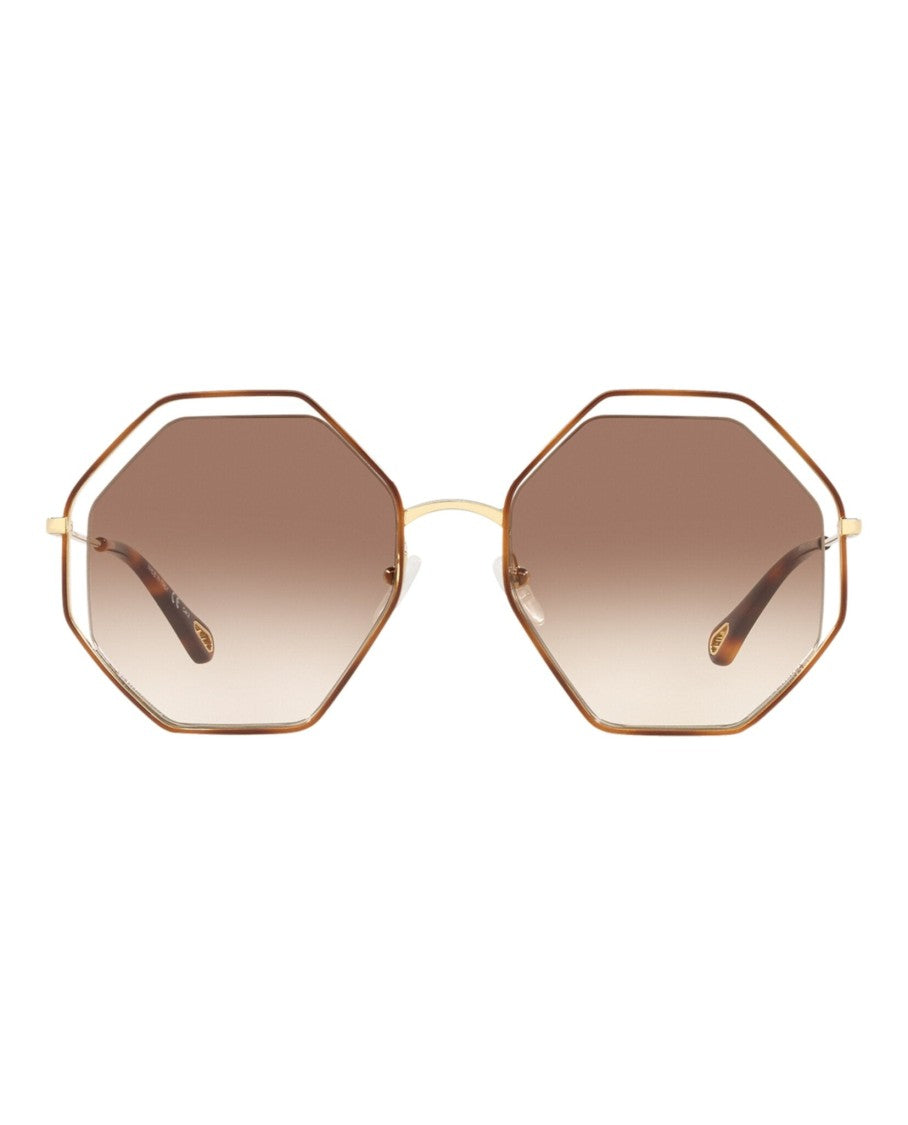 Chloé Square-Frame Metal Sunglasses