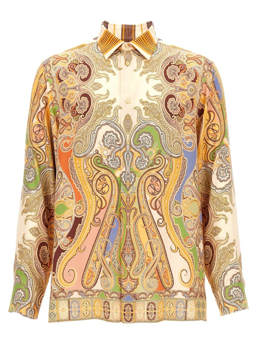 Etro Paisley Print Viscose Shirt With Striped Detailing