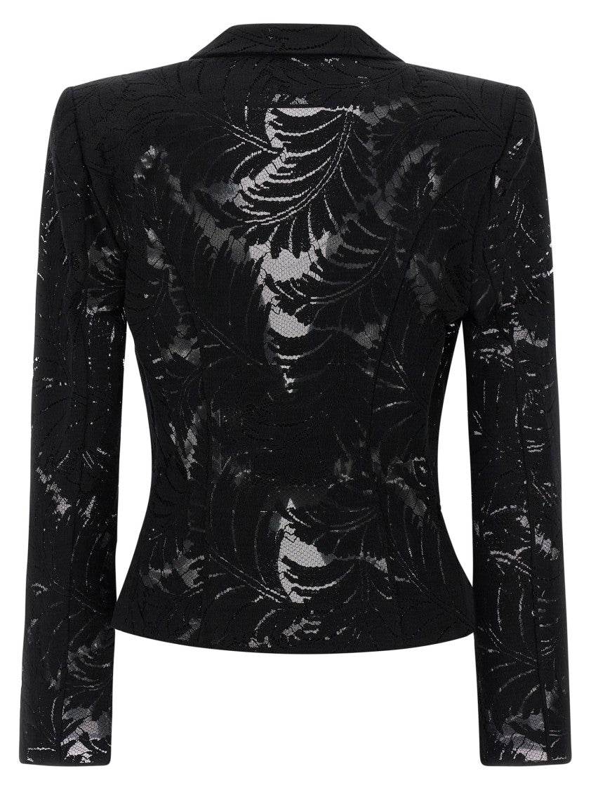 Balmain Single-Breasted Lace Blazer With Tulle Lining And Gold Button Closure