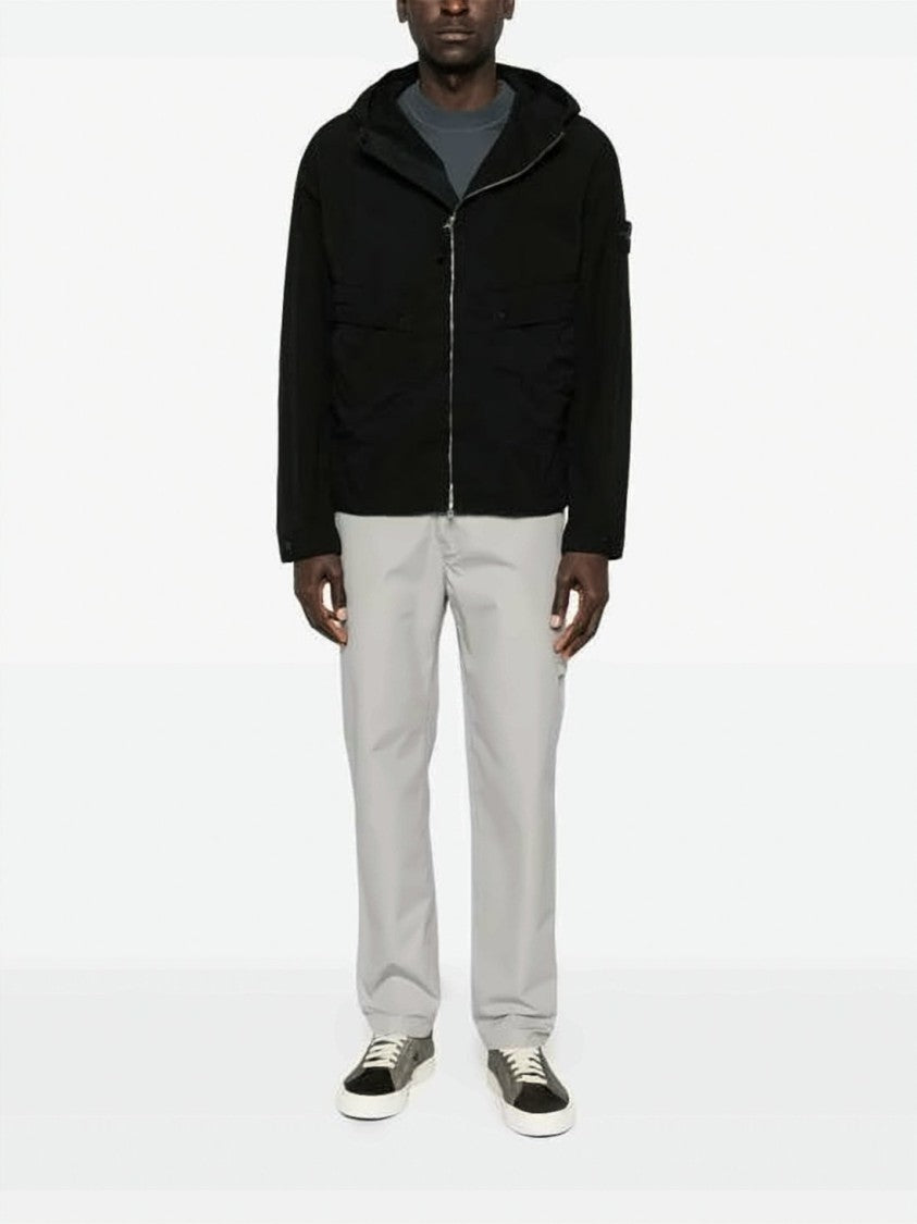 Stone Island Black Jacket With Hood And Distinctive Logo