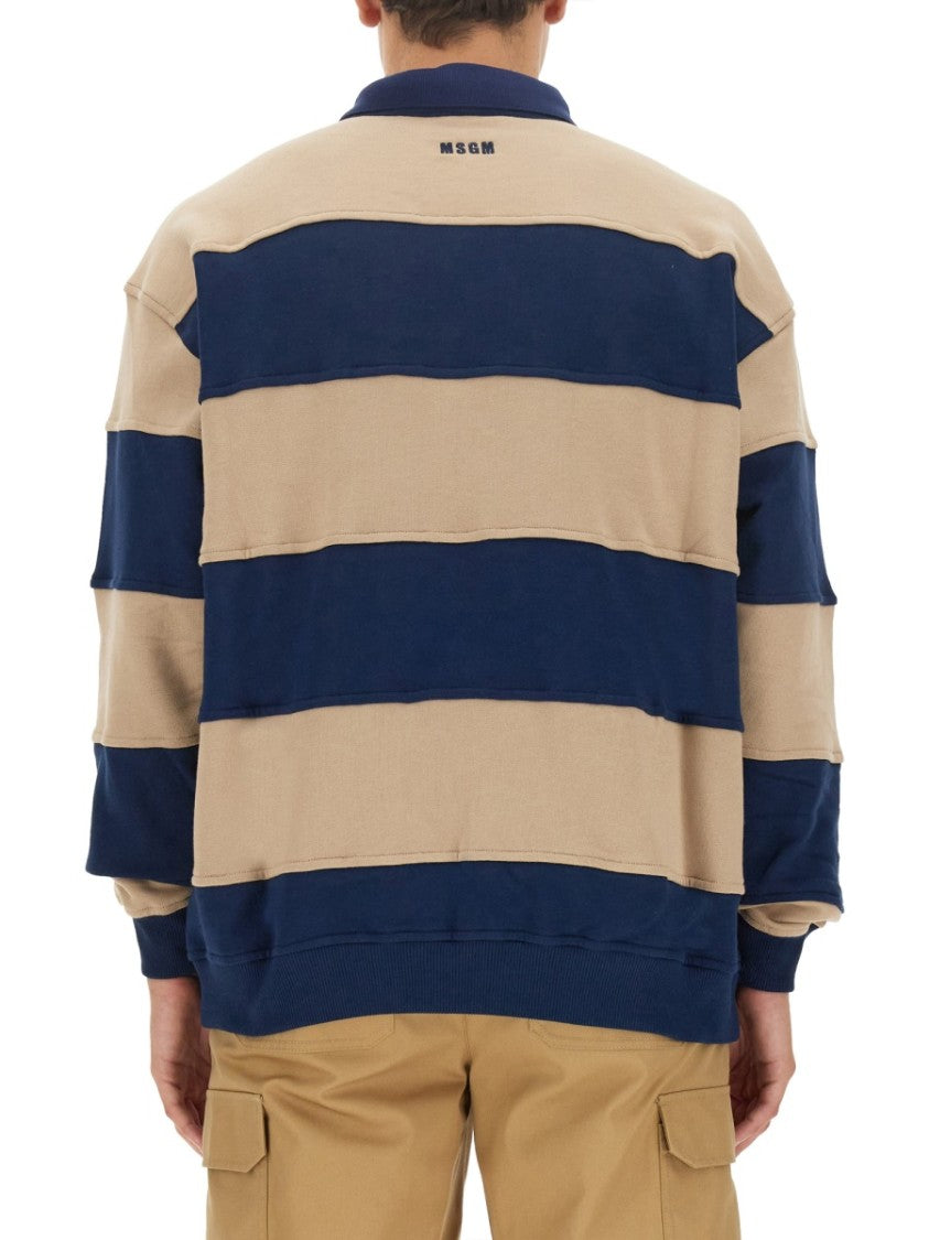 Msgm Oversized Sweatshirt With Classic Polo Collar