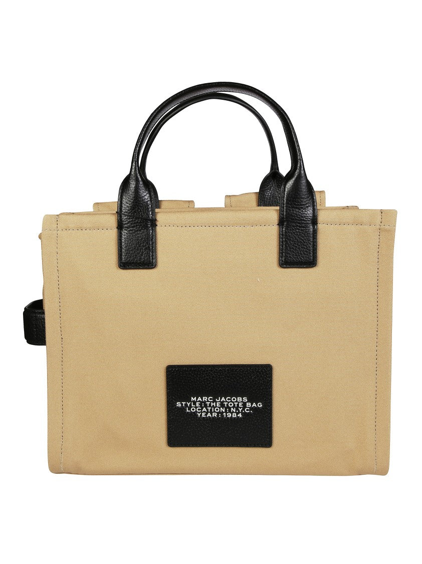 Marc Jacobs Structured Beige Tote Bag With Black Leather Accents