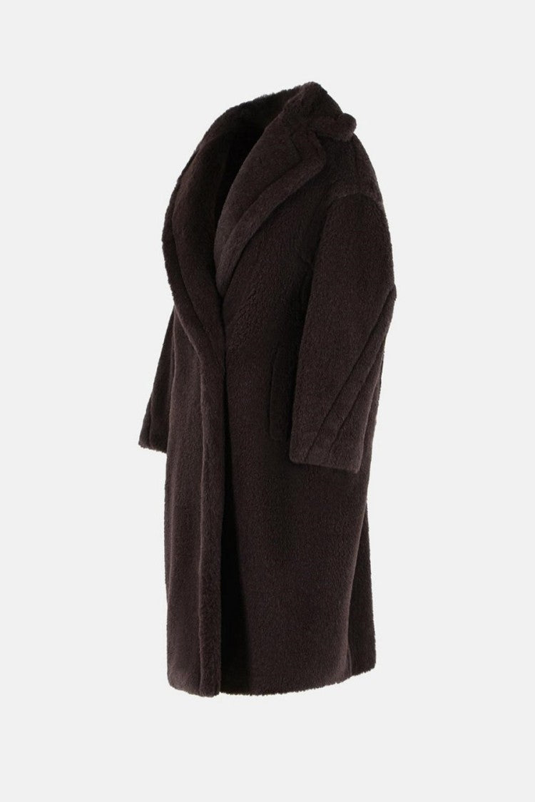 Max Mara Dark Brown Tedgirl Plush Double-Breasted Alpaca-Blend Coat