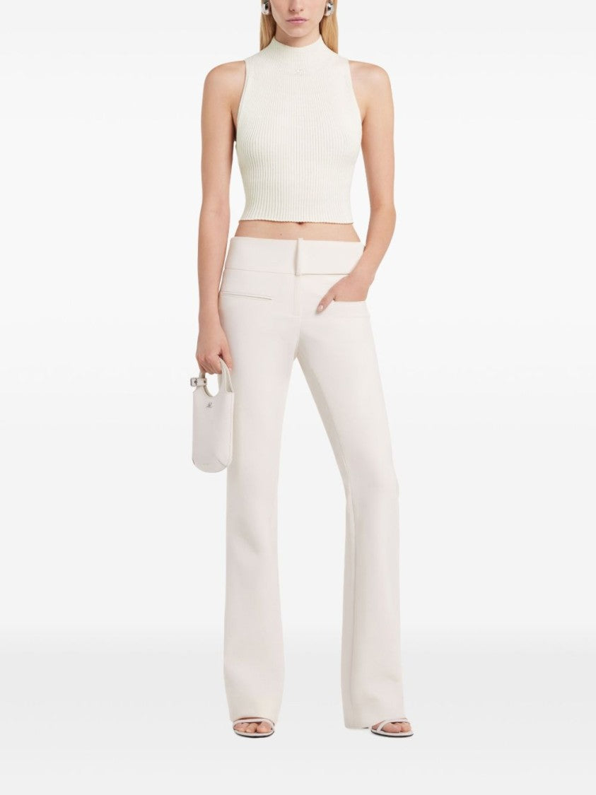 Courrèges White Appliqué Logo Mock Neck Top