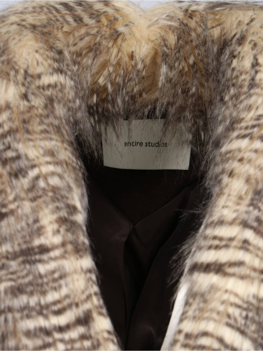 Entire Studios Textured Faux Fur Jacket With Striped Pattern