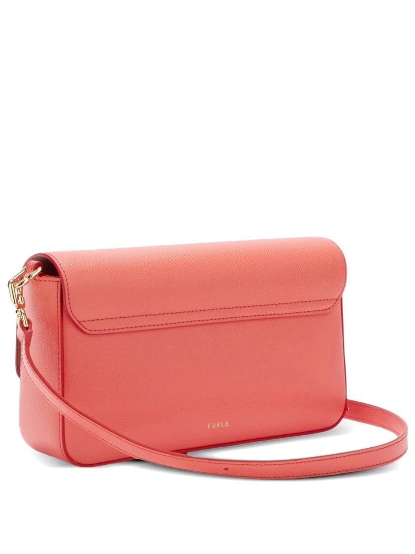 Furla Iride S Rectangular Orange Leather Shoulder Bag