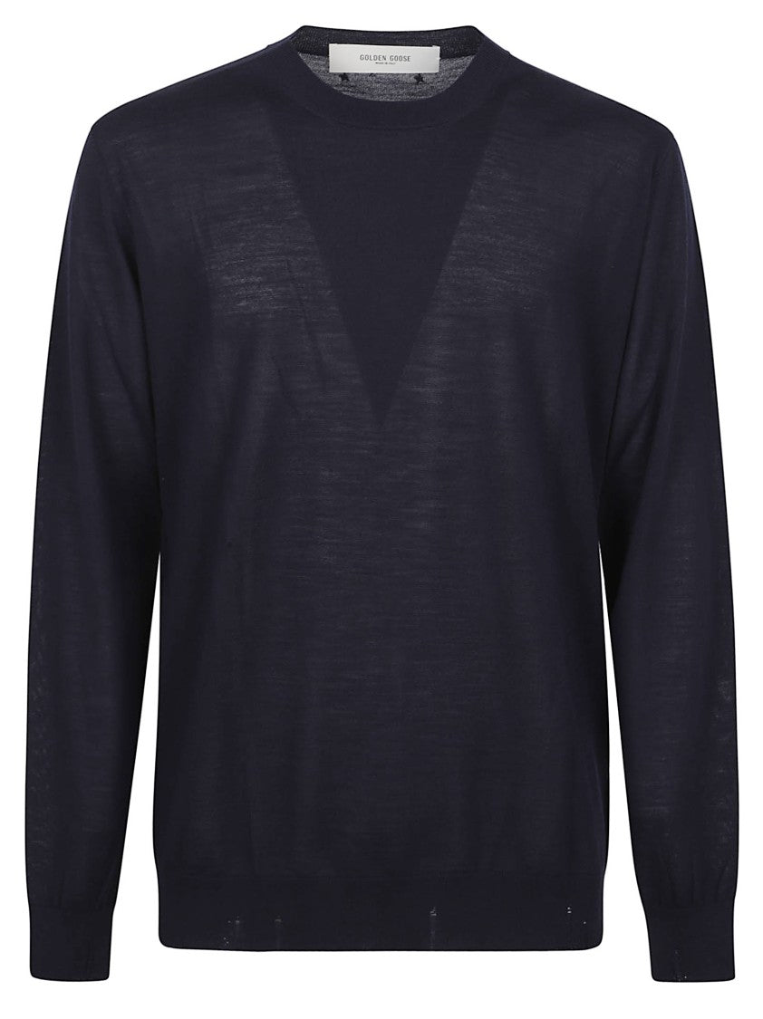 Golden Goose Crew Neck Sweatshirt In Deep Navy