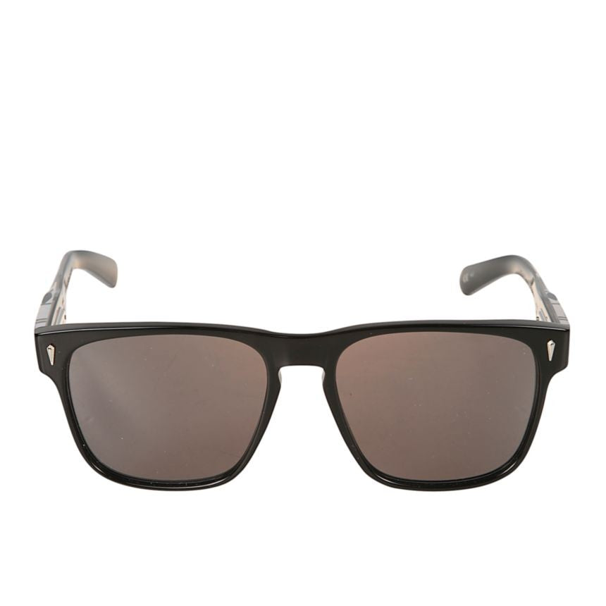 Kador Premium 12 Glossy Black Rectangular Sunglasses With Metallic Accents