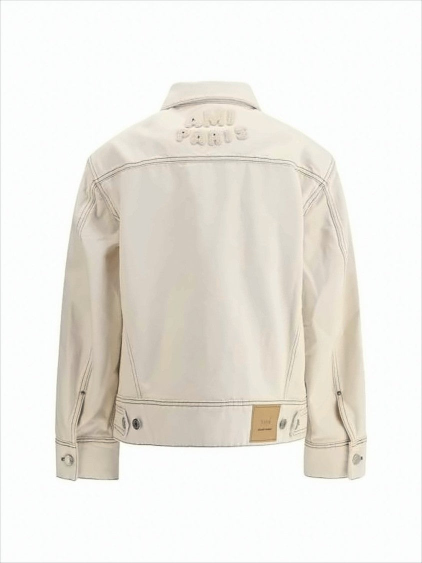 Ami Paris Classic Denim Jacket With Structured Silhouette