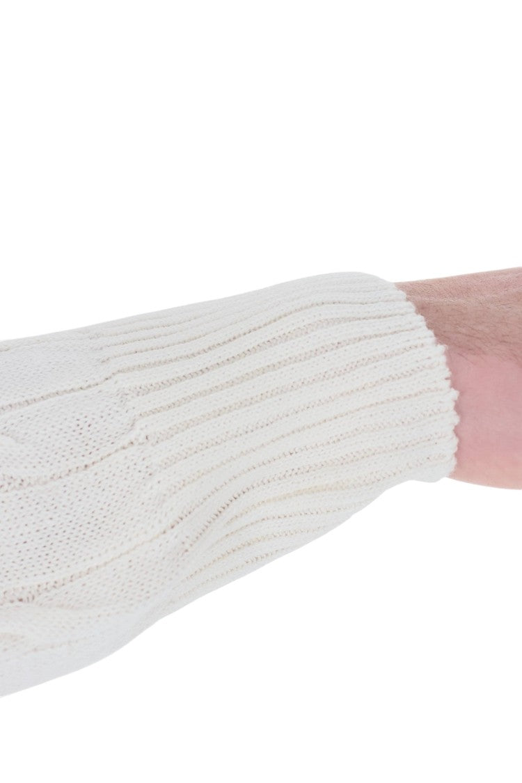 Barba White Cable-Knit Linen-Cotton Polo Shirt